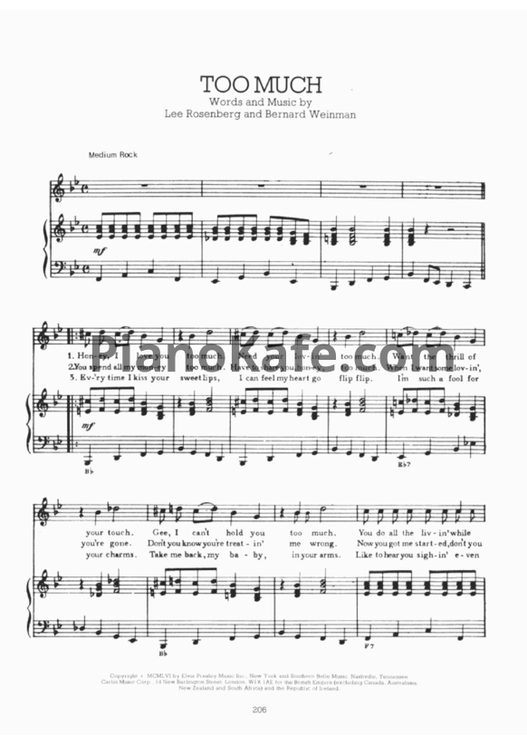 Ноты Elvis Presley - Too much - PianoKafe.com