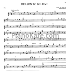 Ноты Tim Hardin - Reason to believe (Переложение для флейты)