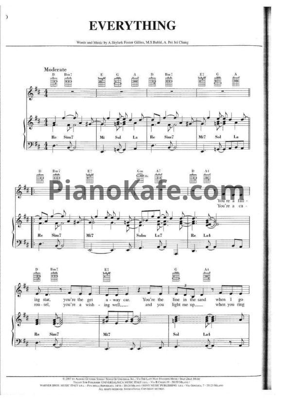 Ноты Michael Buble - Everything (Версия 2) - PianoKafe.com