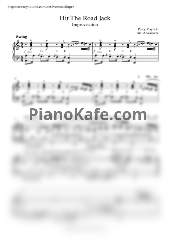 Ноты Ray Charles - Hit the road jack (Импровизация А. Васильевой) - PianoKafe.com
