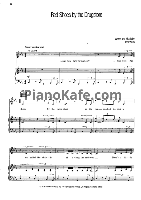 Ноты Tom Waits - Red shoes by the drugstore - PianoKafe.com
