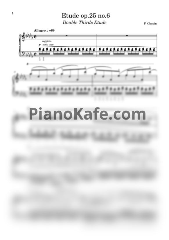 Ноты Фредерик Шопен - Double thirds etude (Op. 25 no. 6) - PianoKafe.com