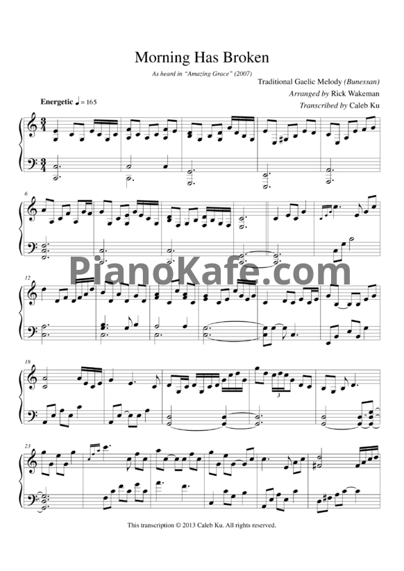 Ноты Rick Wakeman - Morning has broken - PianoKafe.com