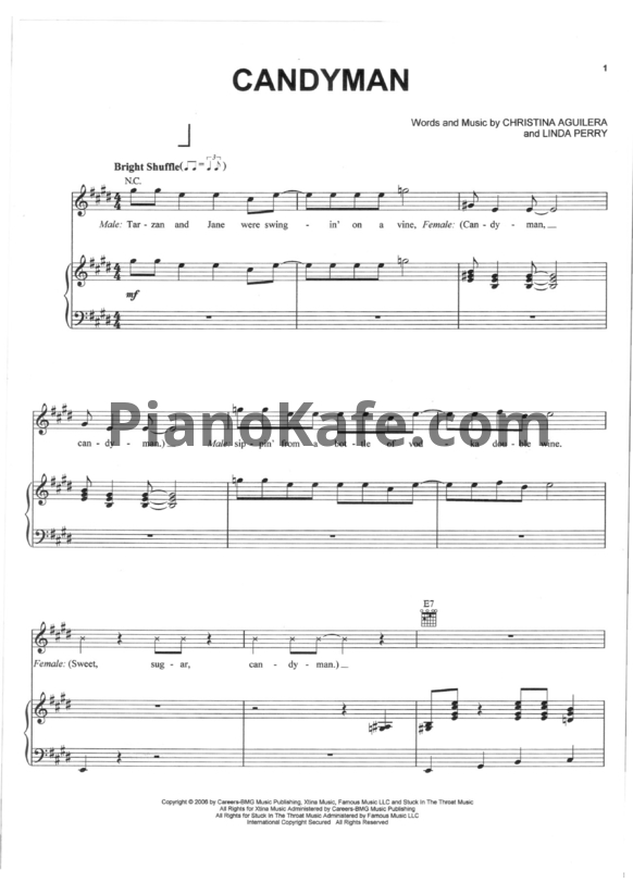 Ноты Christina Aguilera - Candyman - PianoKafe.com