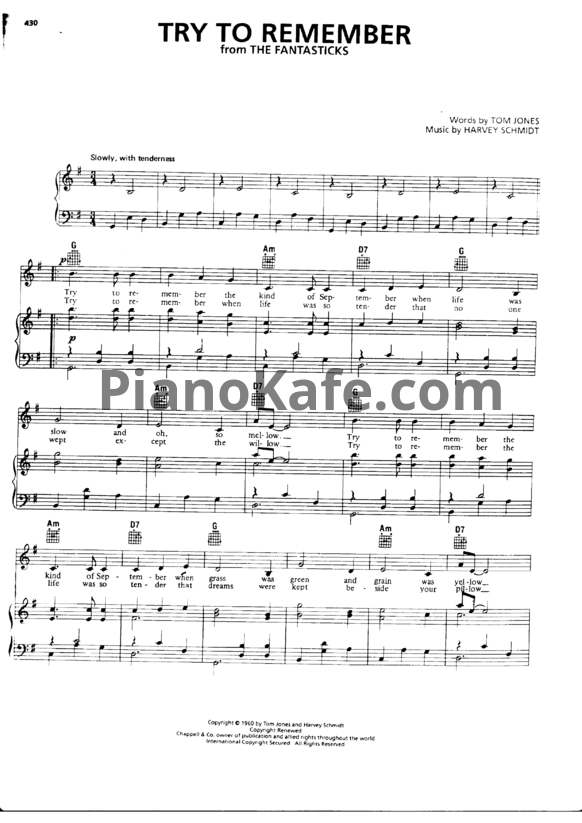 Ноты Harvey Schmidt - Try to remember - PianoKafe.com