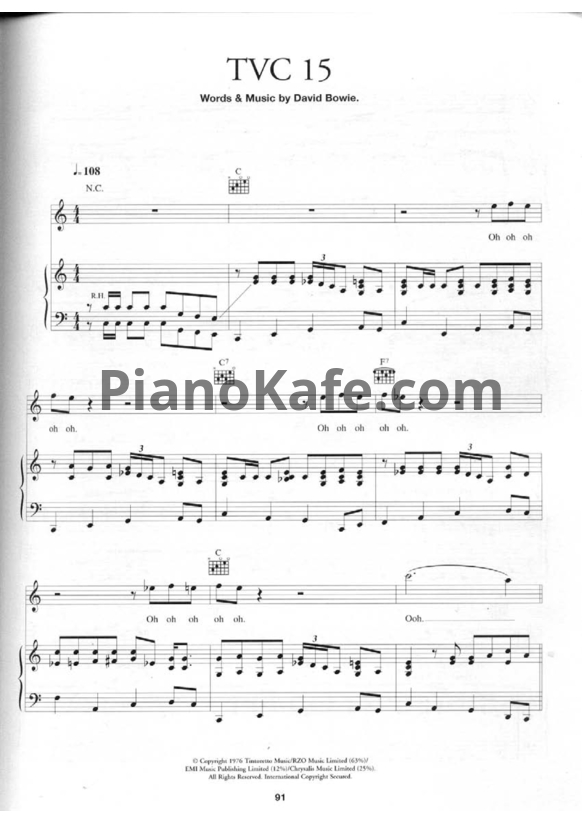 Ноты David Bowie - TVC 15 - PianoKafe.com