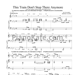 Ноты Elton John - This train don't stop there anymore - предпросмотр