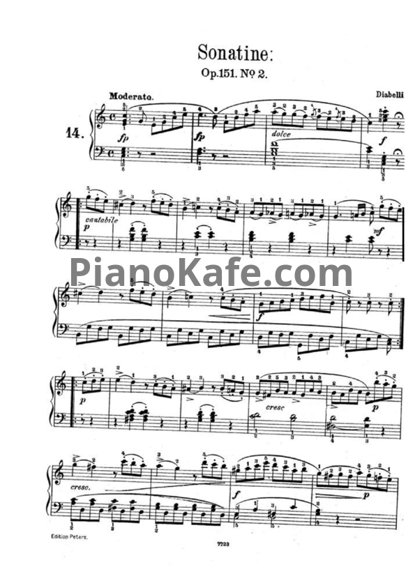 Ноты А. Диабелли - Сонатина (Op. 151 №2) - PianoKafe.com