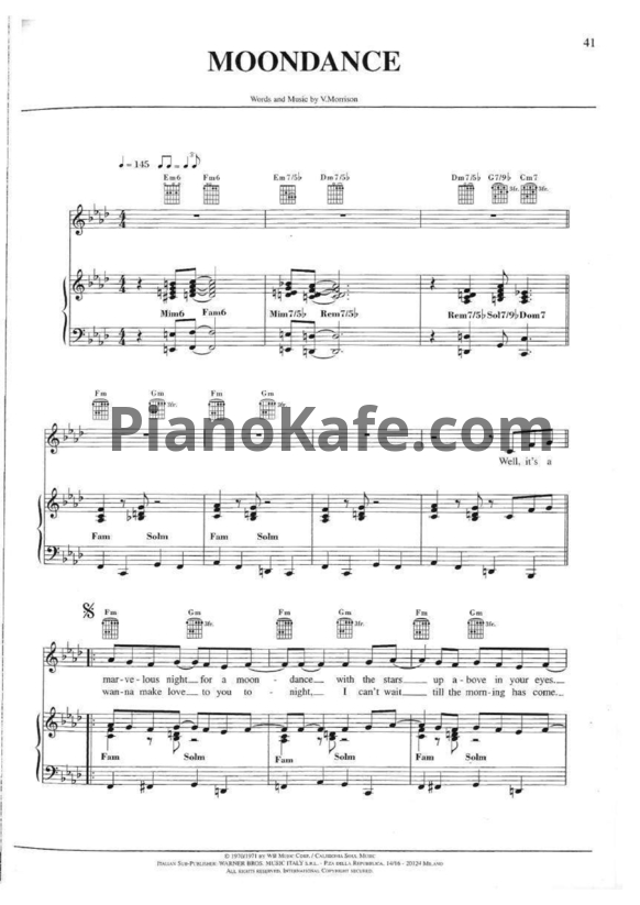 Ноты Michael Buble - Moondance - PianoKafe.com