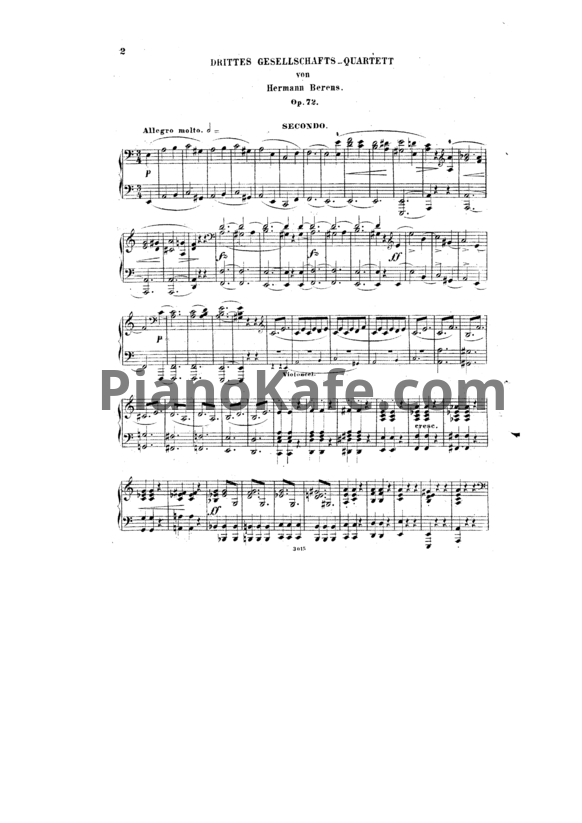 Ноты Г. Беренс - Drittes gesellschafts-quartett (Op. 72) - PianoKafe.com