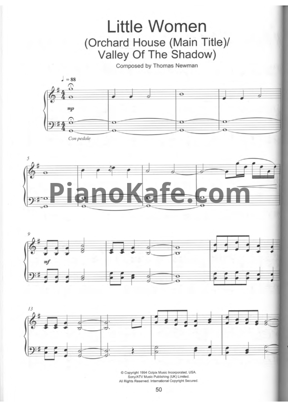 Ноты Thomas Newman - Little women - PianoKafe.com