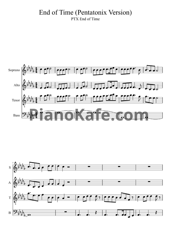 Ноты Pentatonix - End of time (Хоровая партитура) - PianoKafe.com