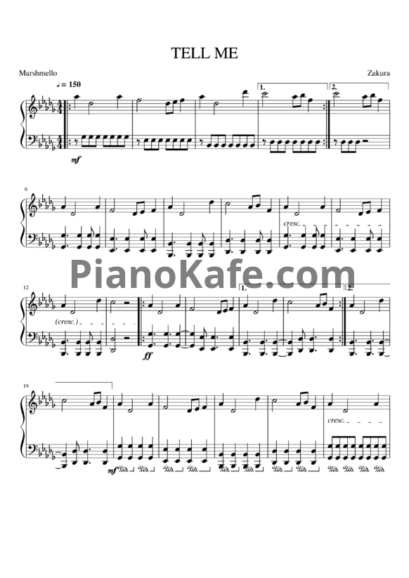 Ноты Marshmello - Tell me - PianoKafe.com