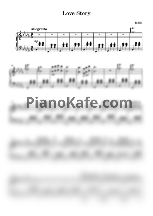 Ноты Indila - Love story (Piano cover) - PianoKafe.com