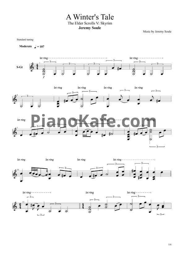 Ноты Jeremy Soule - A winter's tale - PianoKafe.com