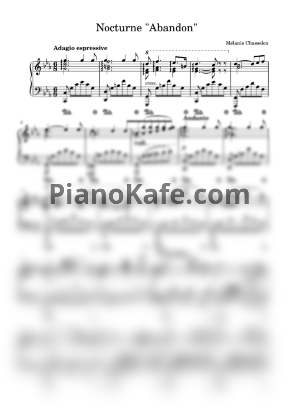 Ноты Melanie Chasselon - Nocturne «Abandon» (Прощание) - PianoKafe.com
