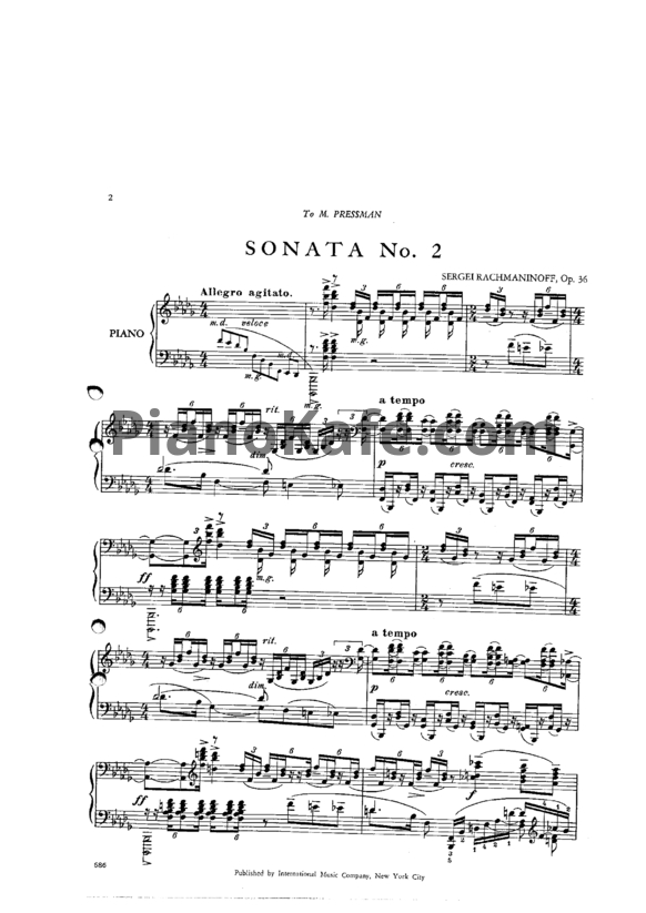 Ноты Сергей Рахманинов - Соната №2 b-moll (Op. 36, вторая редакция 1931) - PianoKafe.com