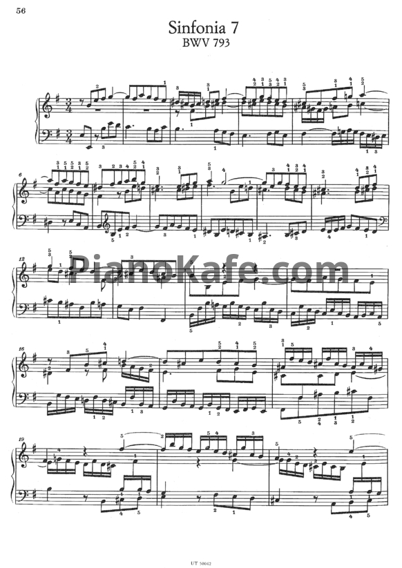 Ноты И. Бах - Симфония №7 (BWV 793) - PianoKafe.com