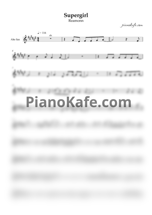 Ноты Reamonn - Supergirl (для альт саксофона) - PianoKafe.com