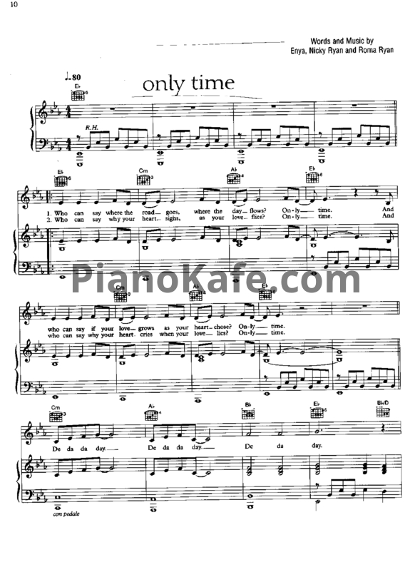 Ноты Enya - Only time - PianoKafe.com