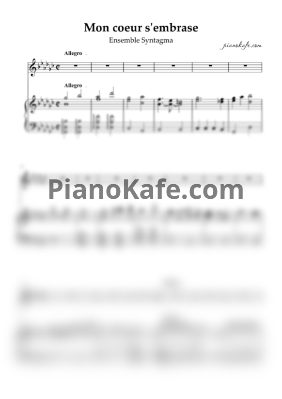 Ноты Ensemble Syntagma - Mon coeur s'embrase - PianoKafe.com