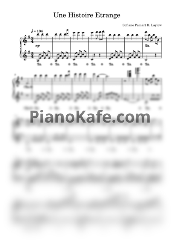 Ноты Sofiane Pamart - Une Histoire Etrange - PianoKafe.com