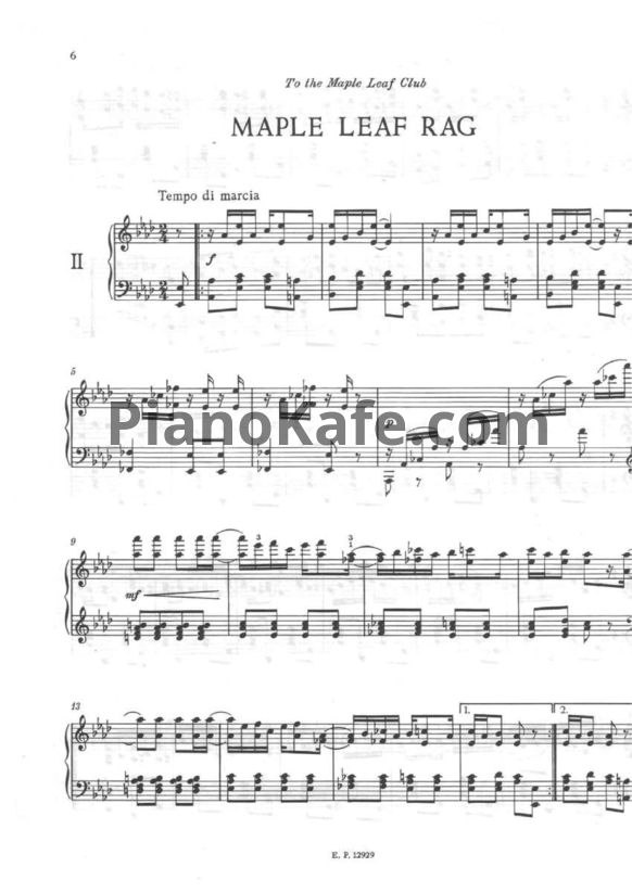 Ноты Scott Joplin - Maple leaf rag - PianoKafe.com