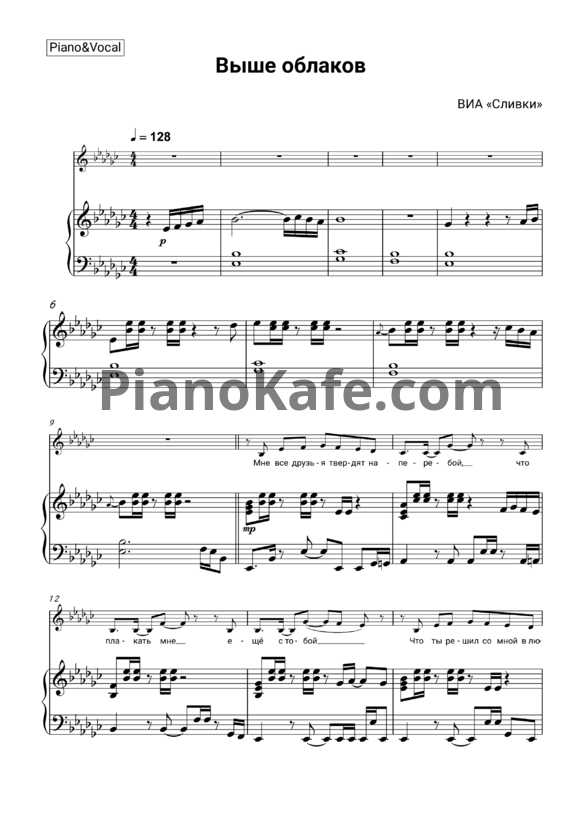 Ноты ВИА Сливки - Выше облаков - PianoKafe.com