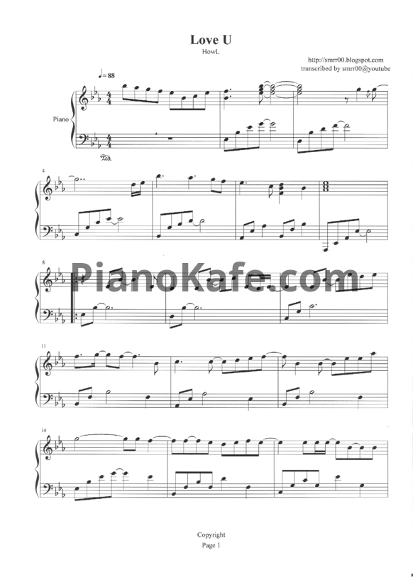 Ноты Howl - Love you - PianoKafe.com