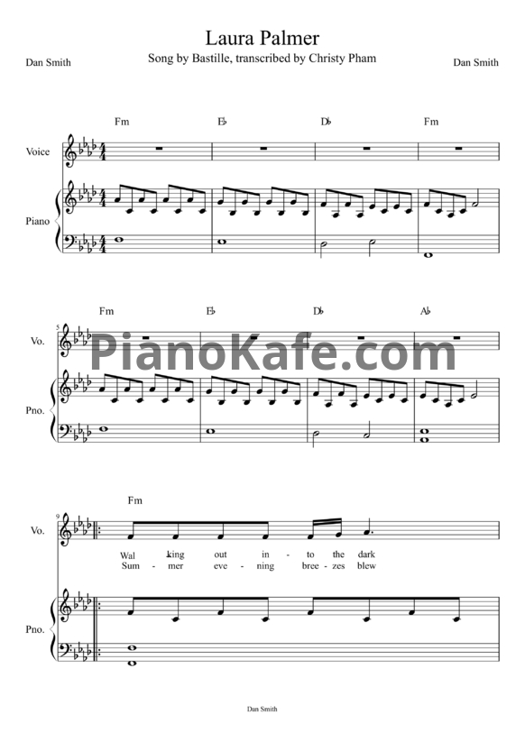 Ноты Bastille - Laura Palmer - PianoKafe.com