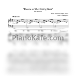 Ноты The Animals - House of the rising sun (Переложение для фортепиано А. Васильевой) - предпросмотр