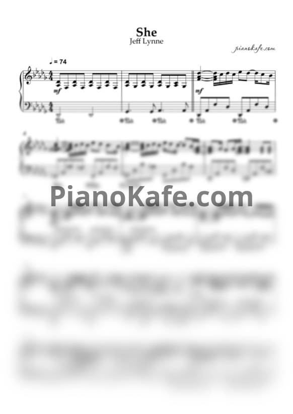 Ноты Jeff Lynne - She (Piano cover) - PianoKafe.com