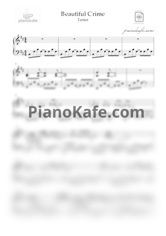 Ноты Tamer - Beautiful crime - PianoKafe.com