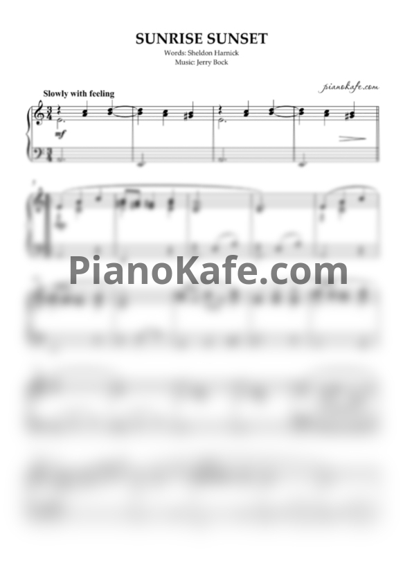 Ноты Jerry Bock - Sunrise sunset - PianoKafe.com