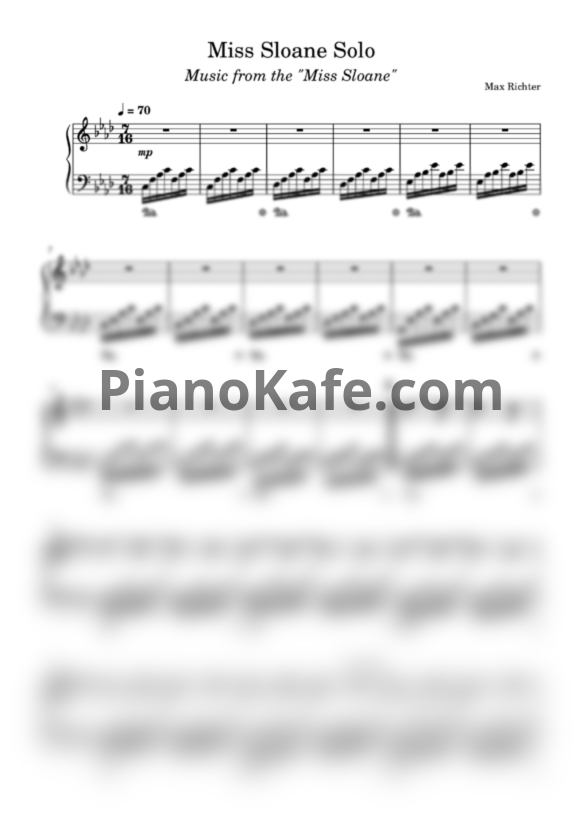 Ноты Max Richter - Miss Sloane Solo - PianoKafe.com