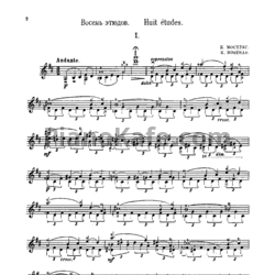 Ноты К. Мострас - Восемь этюдов для одной скрипки - предпросмотр