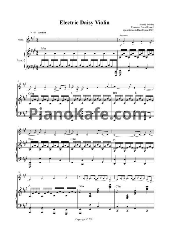 Ноты Lindsey Stirling - Electric daisy - PianoKafe.com