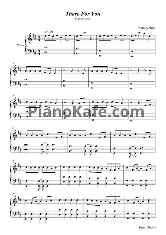 Ноты Martin Garrix & Troye Sivan - There for you - PianoKafe.com
