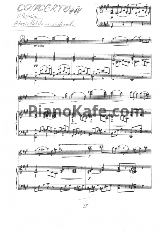 Ноты David Garrett - Concerto №4. Адажио - PianoKafe.com