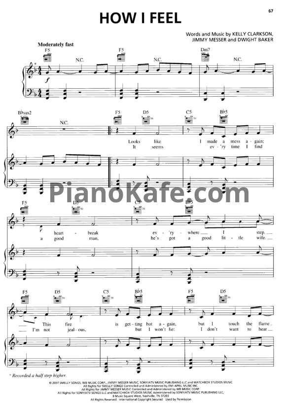 Ноты Kelly Clarkson - How I feel - PianoKafe.com