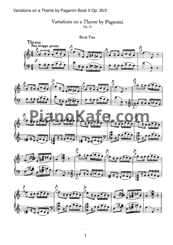 Ноты Вариации на тему Паганини (Op. 35). Книга 2 - PianoKafe.com