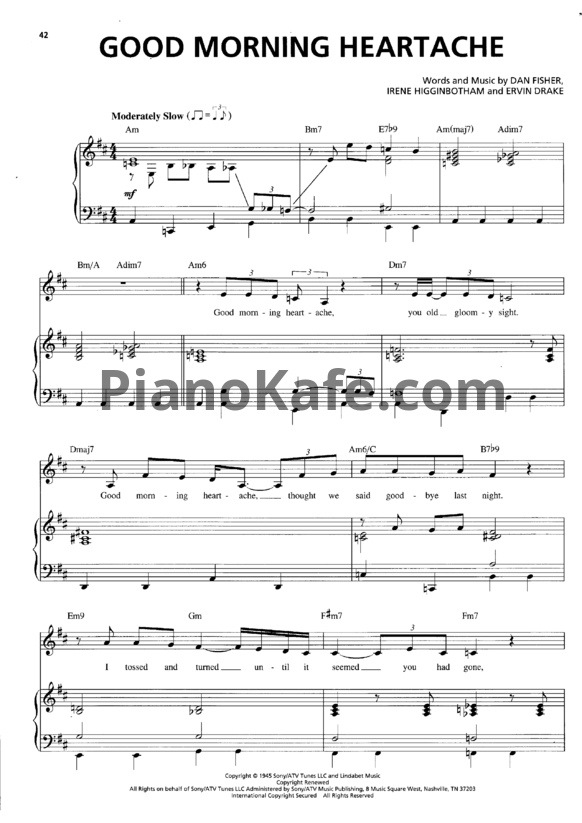 Ноты Billie Holiday - Good morning heartache - PianoKafe.com
