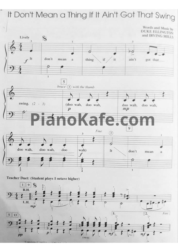 Ноты Duke Ellington - It don't mean a thing (If it ain't got that swing) (Версия 2) - PianoKafe.com