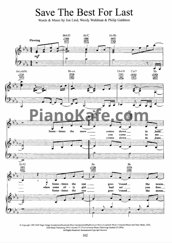 Ноты Vanessa Williams - Save the best for last - PianoKafe.com