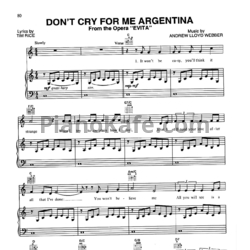 Ноты Madonna - Don't cry for me Argentina - предпросмотр