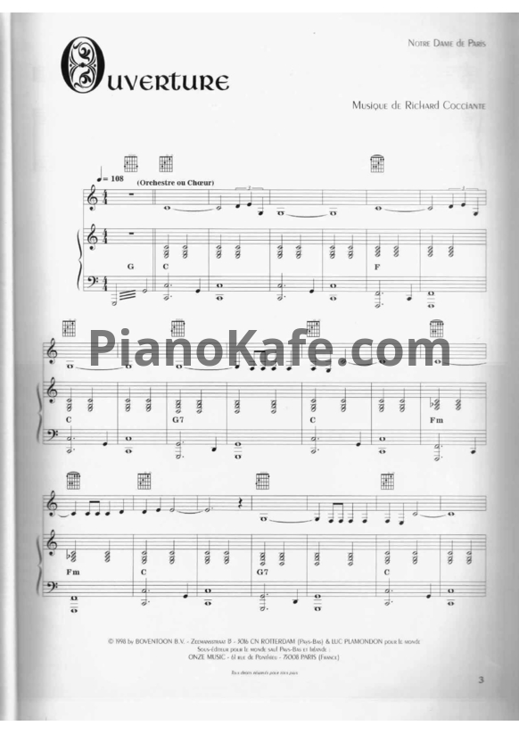 Ноты Riccardo Cocciante - Ouverture - PianoKafe.com