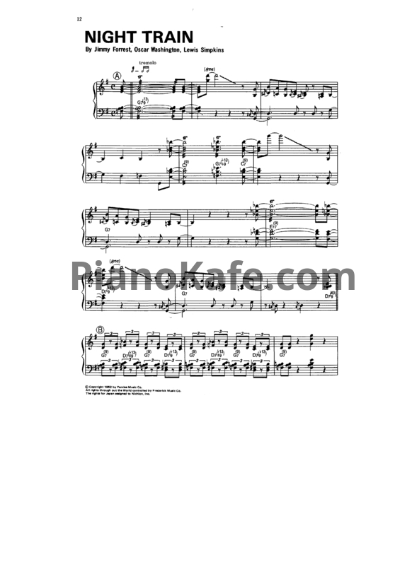 Ноты Oscar Peterson - Night train - PianoKafe.com