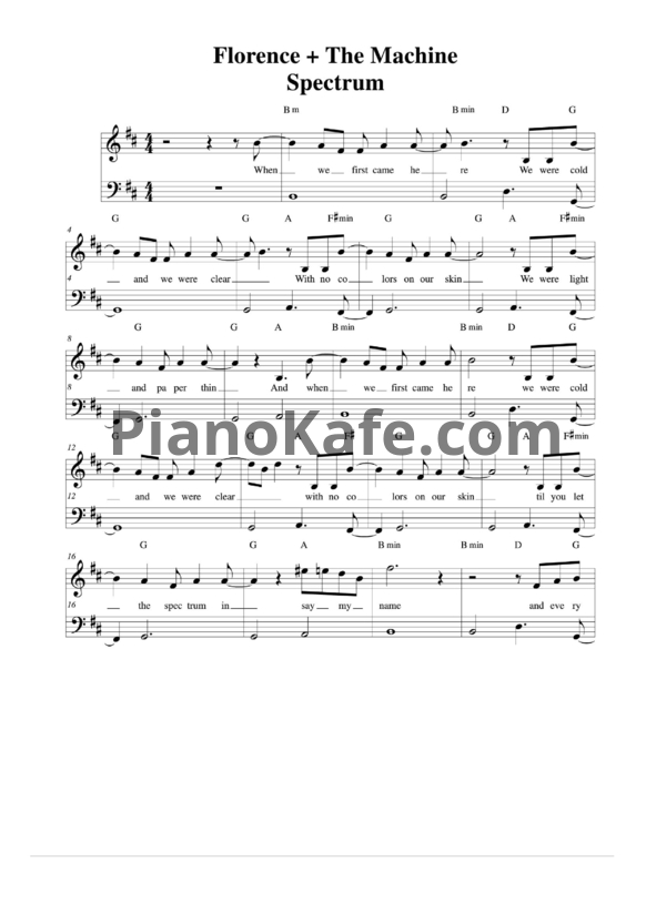 Ноты Florence and the Machine - Spectrum - PianoKafe.com