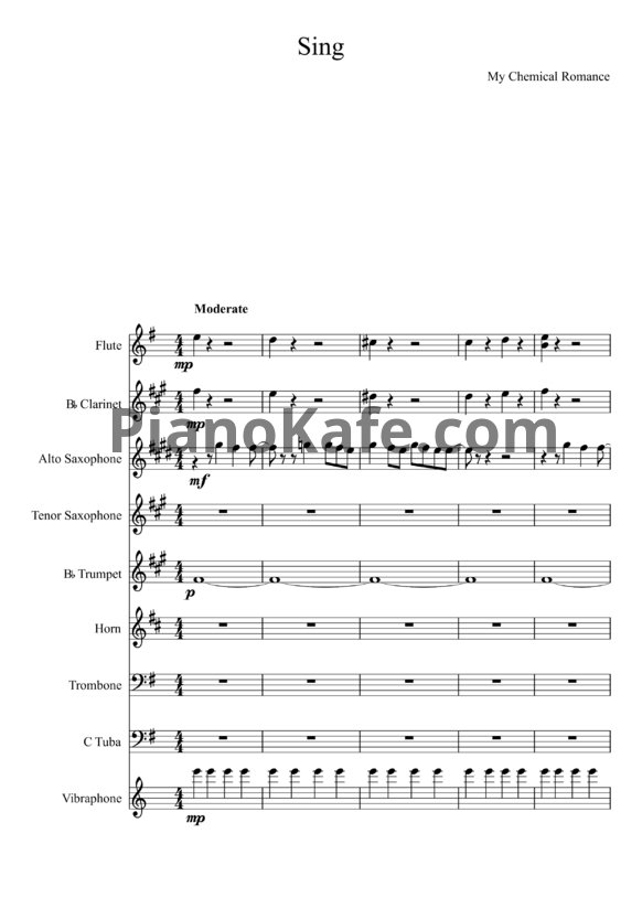 Ноты My Chemical Romance - Sing (Партитура) - PianoKafe.com