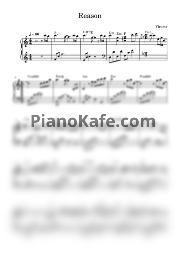 Ноты Yiruma - Reason (Версия 3) - PianoKafe.com